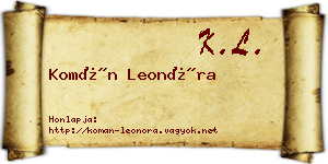 Komán Leonóra névjegykártya
